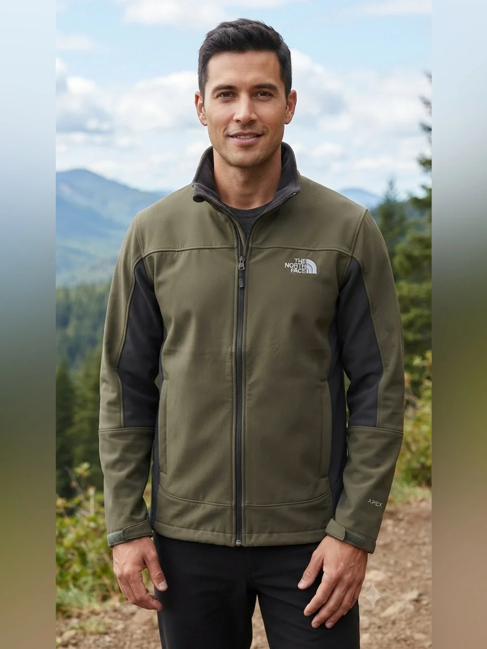 The North Face Apex Bionic Softshell Jacket Men’s Large Green Gray Full Zip